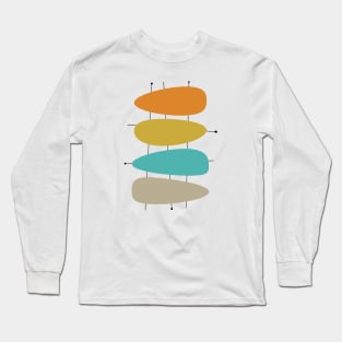 Bright Mid Century Teardrops and Lines Long Sleeve T-Shirt